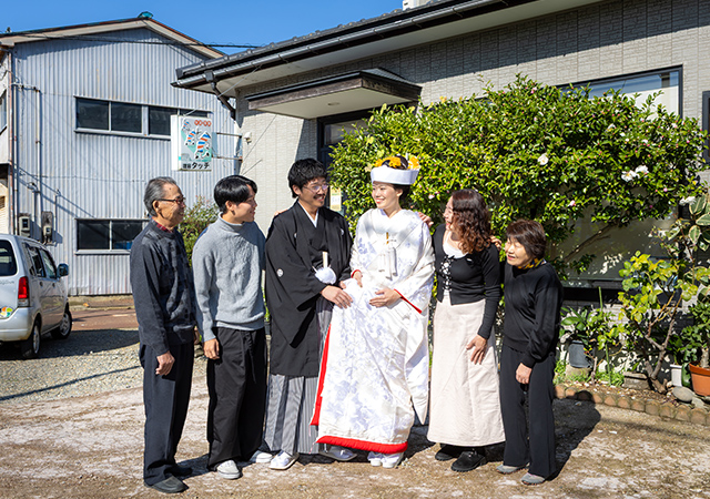 近隣での花嫁花婿の撮影画像